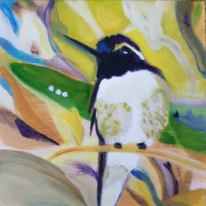 Black and White hummingbird contemporary art by Lynn Farwell