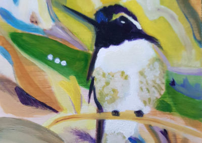 Black and White hummingbird contemporary art by Lynn Farwell