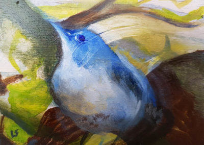 Blue bird in nest contemporary art by Lynn Farwell