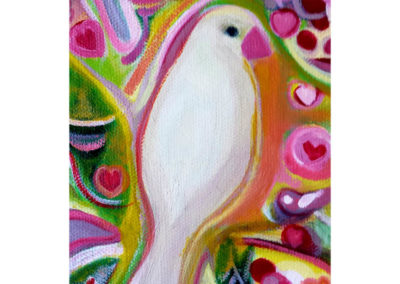 White dove and hearts contemporary art by Lynn Farwell