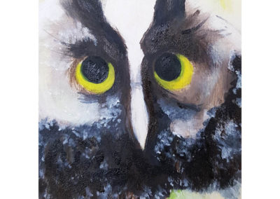 Owl with yellow eyes contemporary art by Lynn Farwell