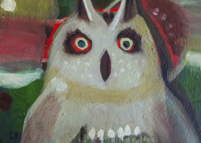 tawny owl contemporary art by Lynn Farwell