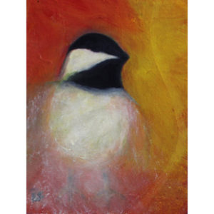 Chickadee oil painting contemporary art by Lynn Farwell