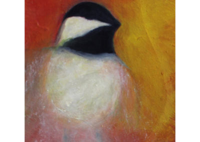 Chickadee oil painting contemporary art by Lynn Farwell