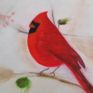 Red cardinal contemporary art by Lynn Farwell