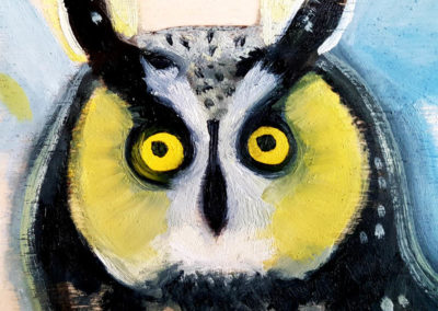 Yellow owl contemporary art by Lynn Farwell